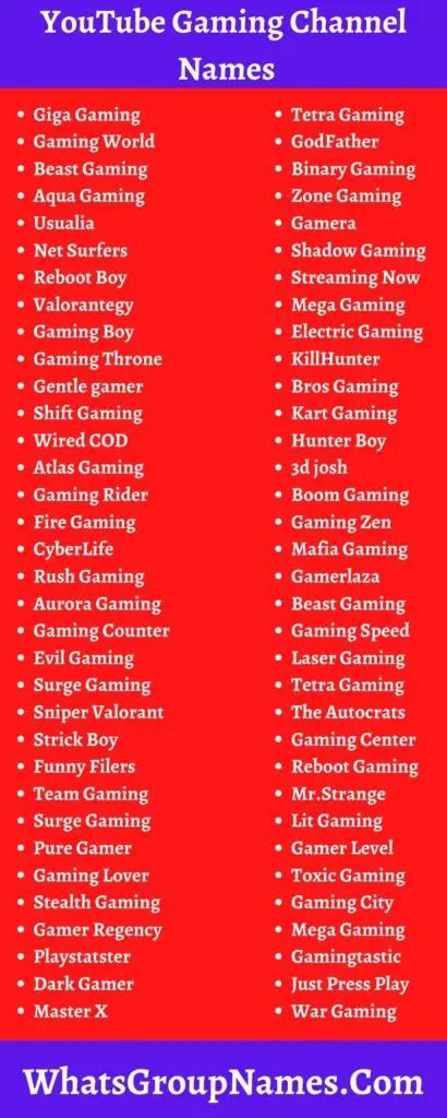 good youtube names for gaming.